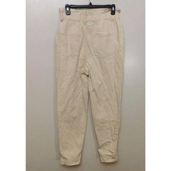 JR497 BCBGENERATION Cream Paper Bag Waist Pants Size 28 - Picture 2 of 2